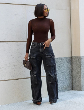 pantalon cargo tiro bajo
